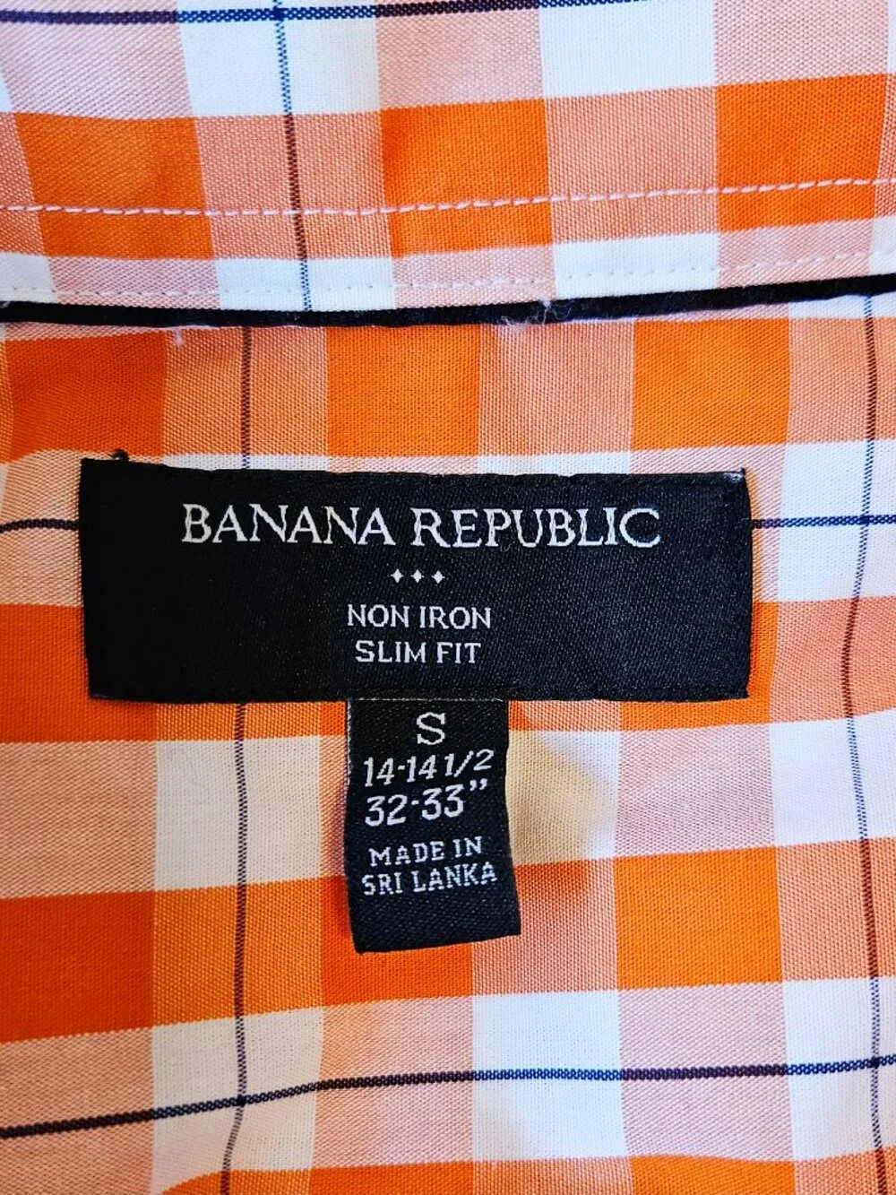 Banana Republic Men's Bundle Of 2 Plaid gingham Shirts Orange Green Slim Fit S